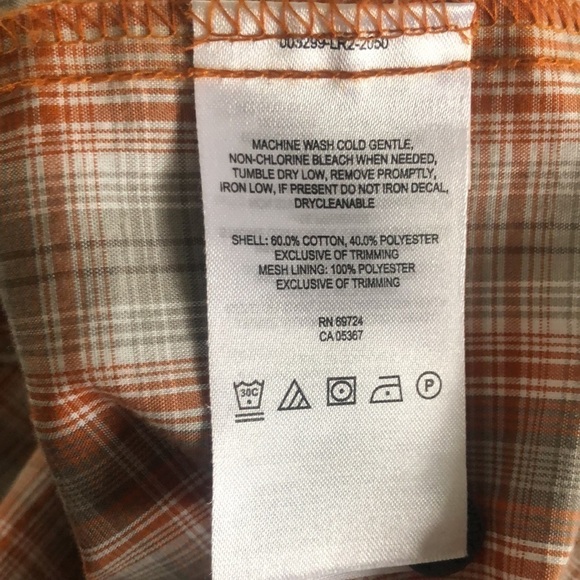 Columbia Regular Fit Long Sleeve Button Down Shirt Sz. L plaid Pumpkin/Gray - Picture 8 of 8